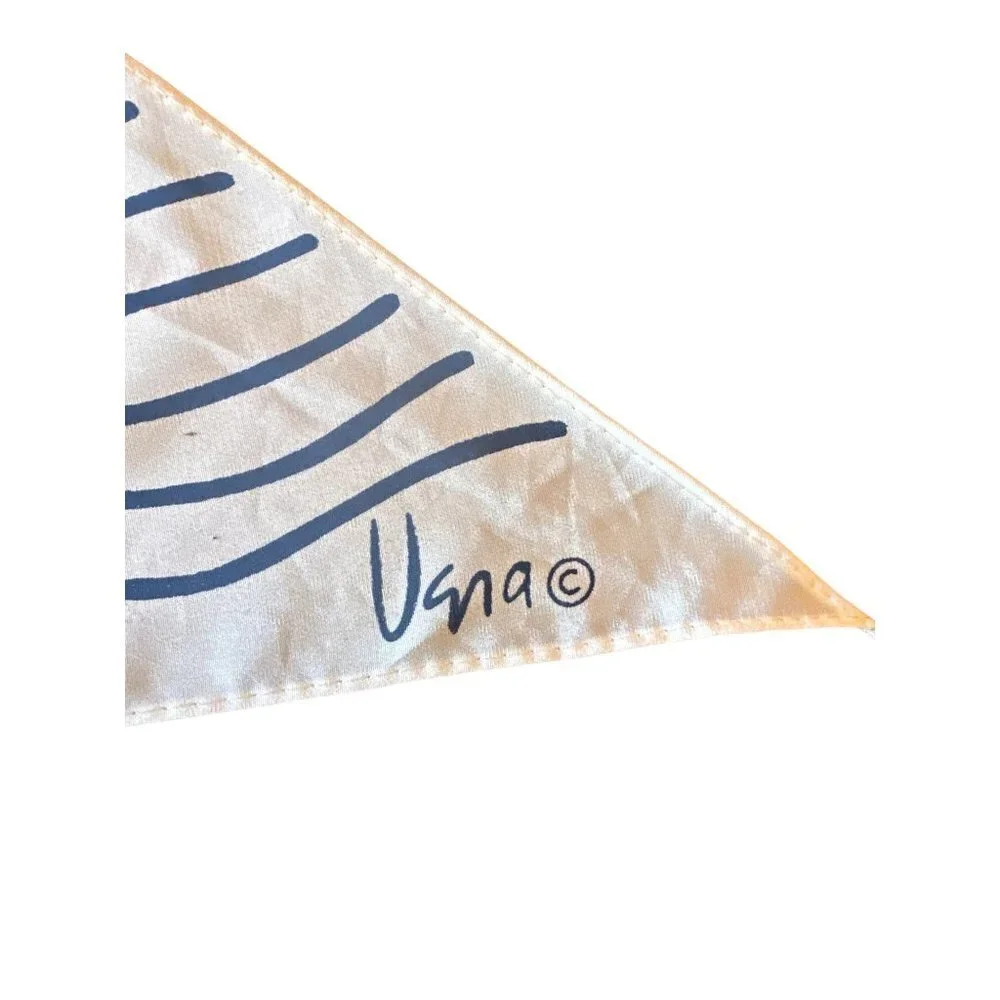 Vera Neumann Long Rectangle White Scarf Green Blue Stripes - Picture 2 of 4